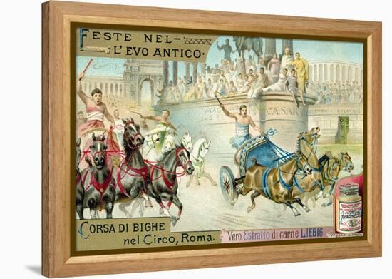 Chariot Race in the Circus, Rome-null-Framed Premier Image Canvas