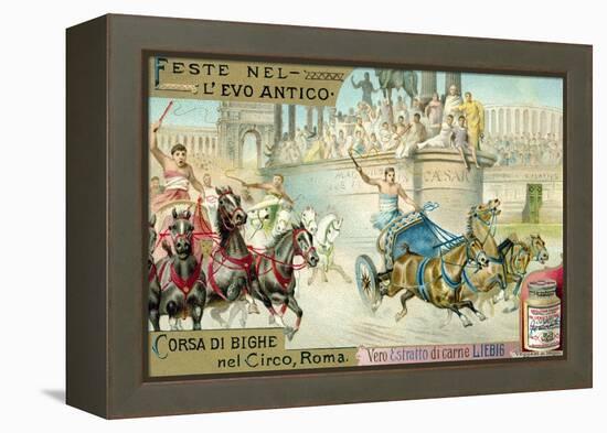 Chariot Race in the Circus, Rome-null-Framed Premier Image Canvas