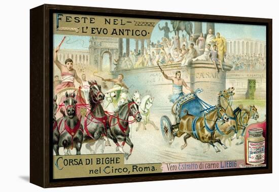 Chariot Race in the Circus, Rome-null-Framed Premier Image Canvas