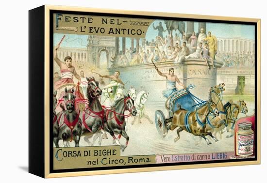 Chariot Race in the Circus, Rome-null-Framed Premier Image Canvas