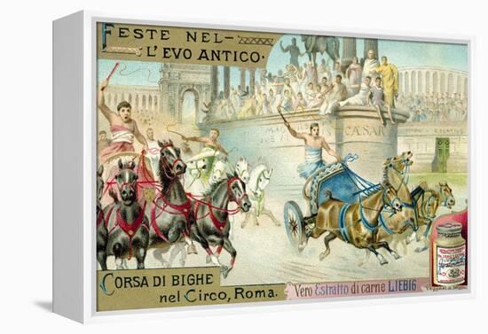 Chariot Race in the Circus, Rome-null-Framed Premier Image Canvas