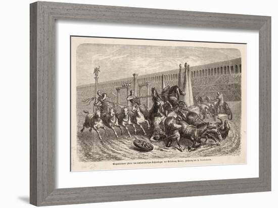 Chariot Racing in the Circus at Rome: a Spill at a Turn-H. Leutemann-Framed Art Print