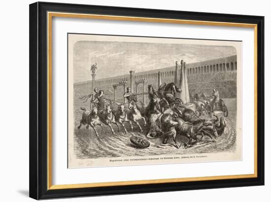 Chariot Racing in the Circus at Rome: a Spill at a Turn-H. Leutemann-Framed Art Print