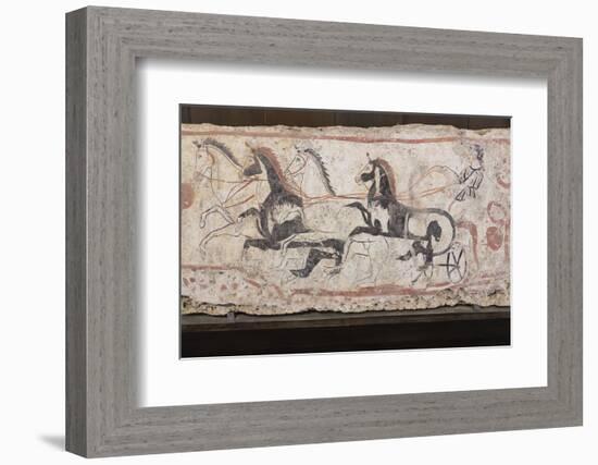 Charioteer and Horses, Painted Tomb Slab Detail, National Archaeological Museum-Eleanor Scriven-Framed Photographic Print