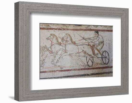 Charioteer and Horses, Painted Tomb Slab Detail, National Archaeological Museum-Eleanor Scriven-Framed Photographic Print