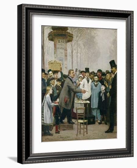 Charlatan in a Paris Street, 1879-Ilja Efimowitsch Repin-Framed Giclee Print