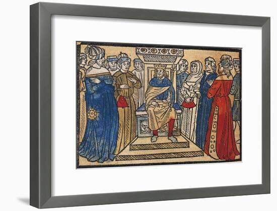 Charlemagne and His Court from the Great Chronicle of French Kings-Robert Gaguin-Framed Giclee Print