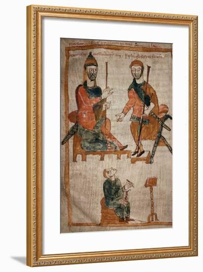 Charlemagne and His Son Pippin on the Throne-null-Framed Giclee Print