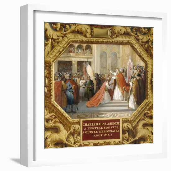 Charlemagne Crowns His Son Louis the Pious in 813-Jean Alaux-Framed Giclee Print
