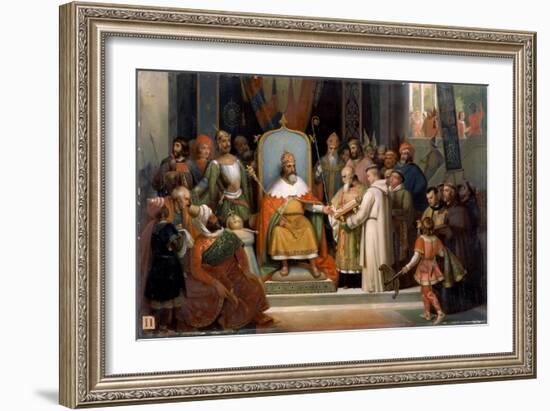 Charlemagne Receives Alcuin, 780-Jean-Victor Schnetz-Framed Giclee Print