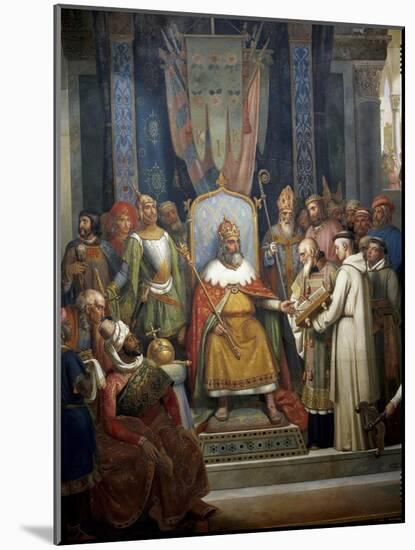 Charlemagne Receives Alcuin of York-Jean-Victor Schnetz-Mounted Art Print