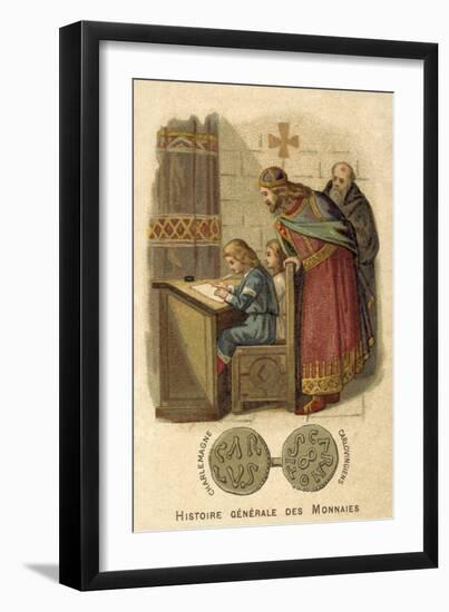 Charlemagne Watching Children Writing at School-null-Framed Giclee Print