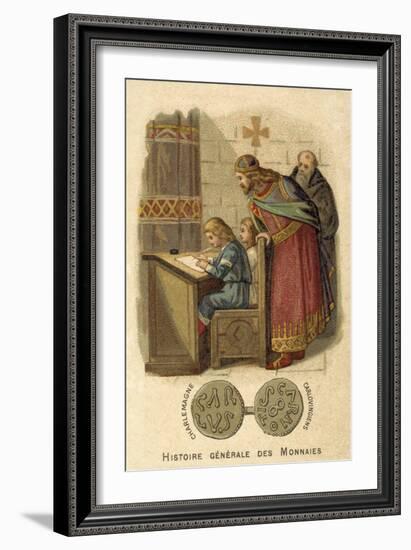 Charlemagne Watching Children Writing at School-null-Framed Giclee Print