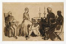 An Evening at the Combes' House, 1850-51 (Pen and Brown Ink on Pale Brown Paper)-Charles Alston Collins-Framed Giclee Print