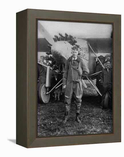 Charles Augustus Lindbergh American Aviator in Flying Clothes-null-Framed Premier Image Canvas