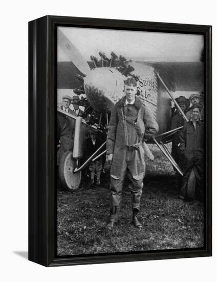 Charles Augustus Lindbergh American Aviator in Flying Clothes-null-Framed Premier Image Canvas