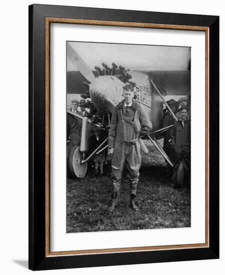 Charles Augustus Lindbergh American Aviator in Flying Clothes-null-Framed Photographic Print