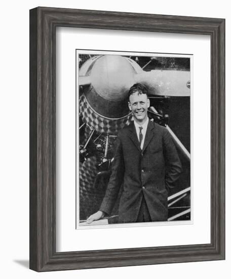 Charles Augustus Lindbergh with the Spirit of St. Louis-null-Framed Art Print