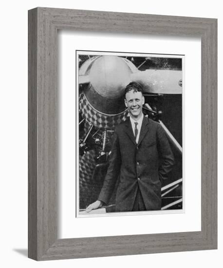 Charles Augustus Lindbergh with the Spirit of St. Louis-null-Framed Art Print