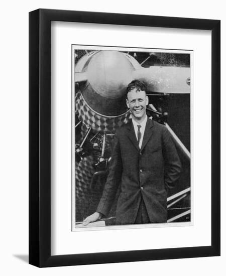 Charles Augustus Lindbergh with the Spirit of St. Louis-null-Framed Art Print