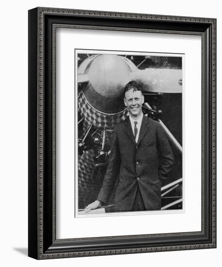 Charles Augustus Lindbergh with the Spirit of St. Louis-null-Framed Art Print