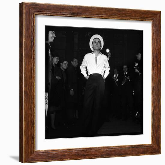 Charles Aznavour, Posing for the Press-Marcel Begoin-Framed Photographic Print