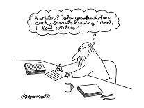 A man thinking, "A writer? she gasped, her perky breasts heaving." "God, I?" - New Yorker Cartoon-Charles Barsotti-Premium Giclee Print