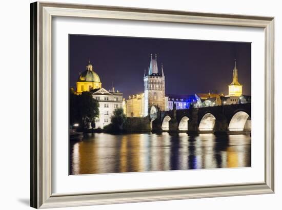 Charles Bridge and Mala Strana Bridge Tower-Christian Kober-Framed Photographic Print