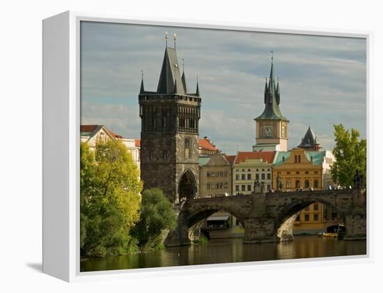 Charles Bridge and Old Town Bridge Tower, Prague, Czech Republic-David Barnes-Framed Premier Image Canvas