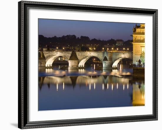 Charles Bridge and Smetana Museum Reflected in the River Vltava, Old Town, Prague, Czech Republic-Martin Child-Framed Photographic Print