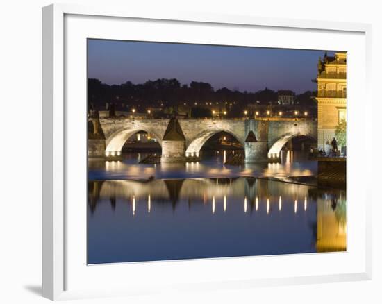 Charles Bridge and Smetana Museum Reflected in the River Vltava, Old Town, Prague, Czech Republic-Martin Child-Framed Photographic Print