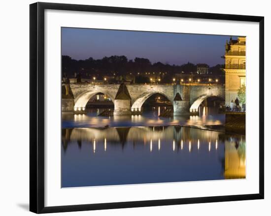 Charles Bridge and Smetana Museum Reflected in the River Vltava, Old Town, Prague, Czech Republic-Martin Child-Framed Photographic Print