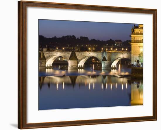 Charles Bridge and Smetana Museum Reflected in the River Vltava, Old Town, Prague, Czech Republic-Martin Child-Framed Photographic Print