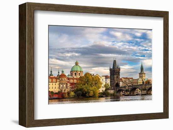 Charles Bridge and Vlata River at sunset in Prague, Czech Republic-Chuck Haney-Framed Photographic Print