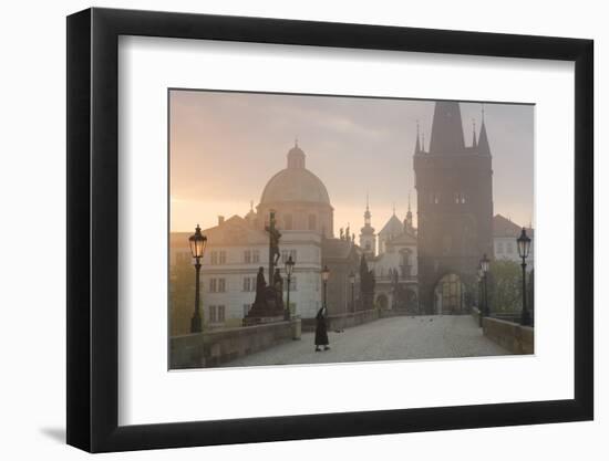 Charles Bridge at Dawn, Prague, Czech Republic-Peter Adams-Framed Premium Photographic Print