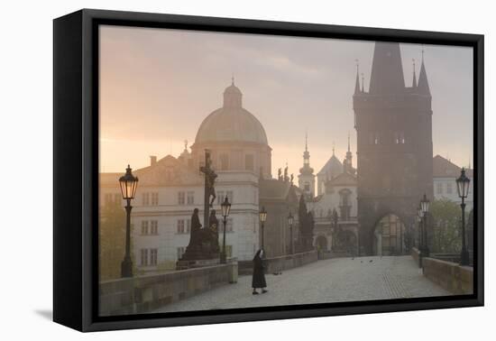 Charles Bridge at Dawn, Prague, Czech Republic-Peter Adams-Framed Premier Image Canvas