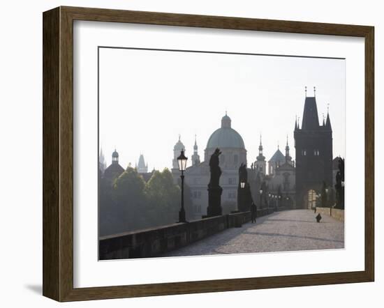 Charles Bridge, Church of St. Francis Dome, Old Town Bridge Tower, Old Town, Prague, Czech Republic-Martin Child-Framed Photographic Print