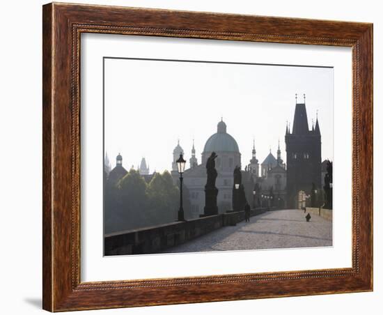 Charles Bridge, Church of St. Francis Dome, Old Town Bridge Tower, Old Town, Prague, Czech Republic-Martin Child-Framed Photographic Print