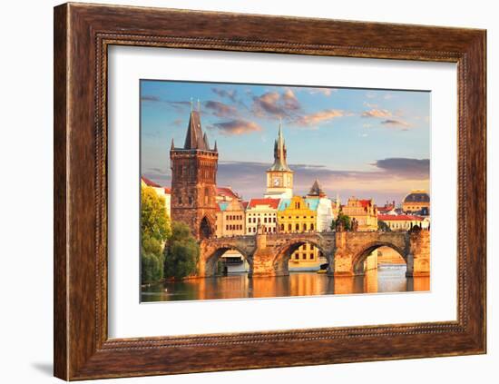 Charles bridge Prague Checkia-null-Framed Art Print