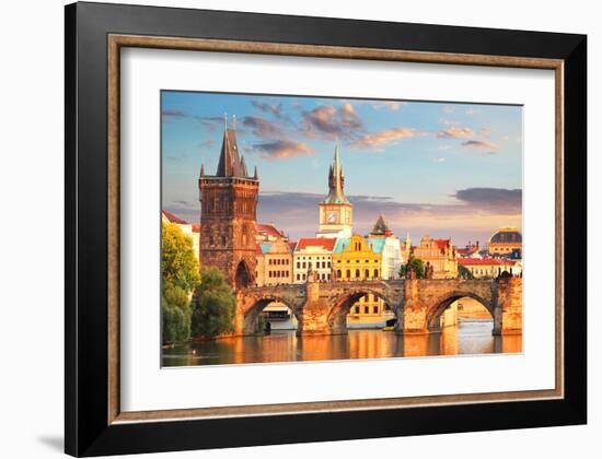 Charles bridge Prague Checkia-null-Framed Art Print