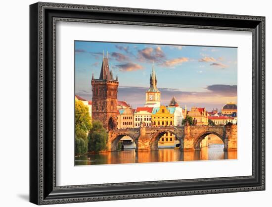 Charles bridge Prague Checkia-null-Framed Art Print