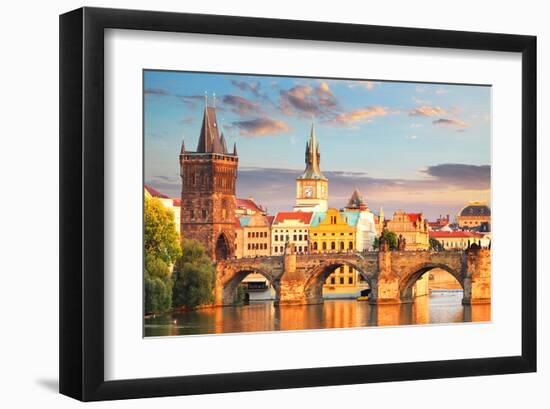 Charles bridge Prague Checkia-null-Framed Art Print