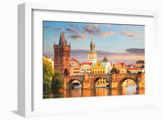 Charles bridge Prague Checkia-null-Framed Art Print