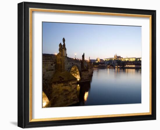 Charles Bridge, St. Vitus's Cathedral in the Distance, Prague, Czech Republic-Martin Child-Framed Photographic Print