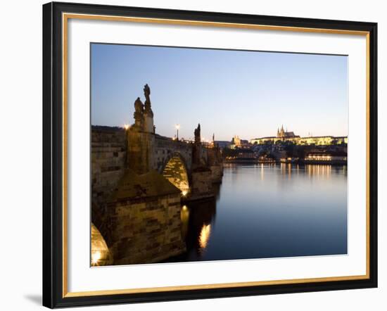 Charles Bridge, St. Vitus's Cathedral in the Distance, Prague, Czech Republic-Martin Child-Framed Photographic Print