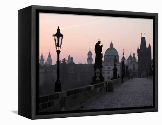 Charles Bridge, UNESCO World Heritage Site, Old Town, Prague, Czech Republic, Europe-Hans Peter Merten-Framed Premier Image Canvas