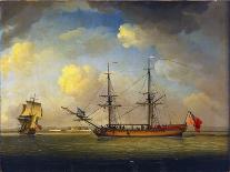 A British Trading Ship from the East India Company, Caught in a Storm Wind. Oil on Canvas, 18Th Cen-Charles Brooking-Giclee Print