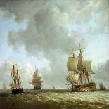 English Ships under Sail in a Very Light Breeze-Charles Brooking-Framed Giclee Print