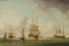 Dutch Merchant Ships and a Coastal Trader in Choppy Seas-Charles Brooking-Framed Giclee Print