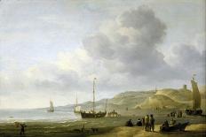 Scene on the Shore, with a War Building on the Horizon. Oil on Canvas, 18Th Century, by Charles Bro-Charles Brooking-Giclee Print